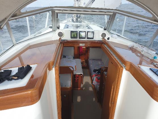 The inside of a boat

Description automatically generated